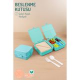 Nandy Home 4 Bölmeli, Katlı Beslenme Kutusu - Çatal-Kaşık Hediyeli