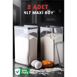Nandy Home 4 lt Maxi Boy Silikon Conta Kapaklı Dikdörtgen Un - Şeker Saklama Kabı