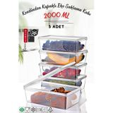 Nandy Home 5 Adet Kendinden Kapaklı Derin Dondurucuya Uygun Saklama Kabı 2 Lt Şeffaf