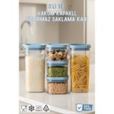 Nandy Home 5 Parça Vakum Kapaklı, Contalı Saklama Kabı Seti - 1.8LT./550ML. - Mavi