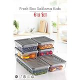 Nandy Home 6 Li Set Freshbox Mikrodalga Ve Difrize Uygun Saklama Kabı Set 1 Gri