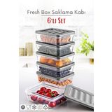 Nandy Home 6 Lı Set Freshbox Mikrodalga Ve Difrize Uygun Saklama Kabı Set 3 - X6 0,6 Lt Gri