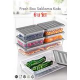 Nandy Home 6 Lı Set Freshbox Mikrodalga Ve Difrize Uygun Saklama Kabı Set 4 Gri