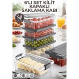 Nandy Home 6'lı Set 0,5lt. Decobox Çok Amaçlı Saklama Kabı - Piknik Taşıma Seti - 0,5lt. - Antrasit