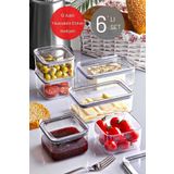 Nandy Home 6'lı Set Silikon Conta Kapaklı Etiketli Kahvaltı & Çerezlik Takımı X2 0,75 Lt / X4 0,5 Lt