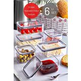 Nandy Home 6'lı Set Silikon Conta Kapaklı Etiketli Kahvaltı & Çerezlik Takımı X3 0,75 Lt / X3 0,5 Lt