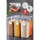 Nandy Home 6'lı Set Silikon Contalı Kare Erzak Saklama Kabı Seti 2 Lt Şeffaf Yüksek Performanslı PP Plastik