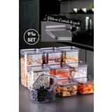 Nandy Home 9 Parça Sızdırmaz Kapak, Silikon Contalı Kare 0,5 Lt, 1 Lt & 1,5 Lt Saklama Kabı Seti