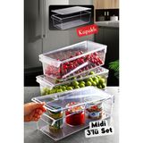 Nandy Home Kapaklı Midi Tall Clear Buzdolabı & Dolap Içi Düzenleyici Organizer 3 Adet