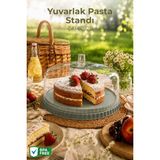 Nandy Home Kapaklı Yuvarlak Pasta Standı Sunumluk Kek ve Tatlı Servis Fanusu 25 cm - Yeşil