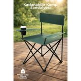 Nandy Home Katlanabilir Kamp Sandalyesi - Bardak Tutuculu - Taşınabilir Outdoor Sandalye Kırmızı - Metal - Yeşil