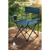 Nandy Home Katlanabilir Kamp Sandalyesi - Bardak Tutuculu - Taşınabilir Outdoor Sandalye - Metal - Mavi