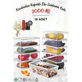 Nandy Home Kendinden Kapaklı Derin Dondurucuya Uygun Saklama Kabı 10 Adet 2 L Şeffaf