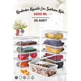 Nandy Home Kendinden Kapaklı Derin Dondurucuya Uygun Saklama Kabı 20 Adet 2 L