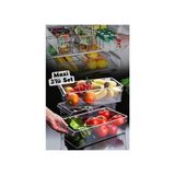 Nandy Home Maxi Tall Şeffaf Buzdolabı & Dolap İçi Düzenleyici Organizer 3 Adet Plastik Malzeme