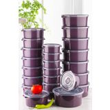 Nandy Home Mikrodalga ve Difrizde Kullanılabilen Saklama Kabı Seti Yuvarlak 24'lü Mürdüm