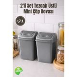 Nandy Home Mini Çöp Kovası 2’li Set 1,7 Lt. - Tezgah Üstü - Kapaklı - BPA Free - Ofis & Mutfak Kullanım
