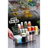 Nandy Home Mini Tall Organizer 3 Adet Şeffaf Buzdolabı ve Dolap İçi Düzenleyici Plastik Malzeme