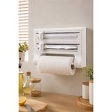 Nandy Home Mutfak Folyo Kesici ve Kağıt Havluluk Duvar Tipi 3'ü 1 Arada Beyaz