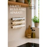 Nandy Home Mutfak Rulo Organizeri - 3 Katlı - Streç Folyo Askısı - Yapışkanlı Düzenleyici Askı Aparatı