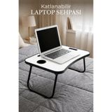 Nandy Home Portatif Katlanır Laptop Sehpası Tablet Telefon ve Bardak Tutuculu Laptop Masası Beyaz