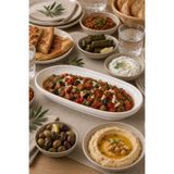 Nandy Home Royal Kayık - Uzun Oval Kayık Seramik Sunum Tabağı - Yemek, Meze, Ara Sıcak, Kahvaltılık, Tatlı ve Servis Tabağı