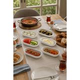 Nandy Home Salda - 6'lı Uzun Oval Seramik Sunum Kasesi - Meze, Kahvaltılık, Sos, Çerez, Tatlı ve Servis Tabağı