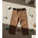 Nanica Kids Minibohe Kemerli Çocuk Kanvas Pantolon Kahve - Koyu Kahve - 7 - 8 Yaş