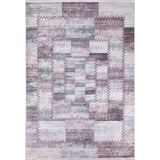 Nankin Mor Yama İşi Modern Geometrik Etnik Desenli Boho Makinada Yıkanabilir Hafif Hav Toz Vermez Leke Tutmaz Kaymaz Taban Dijital Makine Baskı Halı Oturma Odası Salon Yolluk Koridor Mutfak Halısı