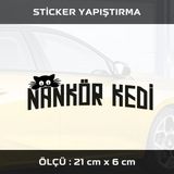 Nankör Kedi - 2 Adet Sticker Etiket Araba Motosiklet Kask Cam Dolap Uyumlu Yapıştırma