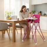 Nanny High Tepsili Portatif Katlanabilir Lüks Mama Sandalyesi - Pembe - Çok Renkli