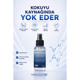 NANODORX Biyolojik Yaşam Alanı Koku Giderici (Kokusuz) 100 ML-Evcil hayvan idrarı, ayakkabı, ter, çöp, tuvalet gider, araç içi kokusu yok edici