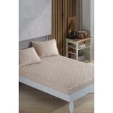 Nanosoft Bej Kapitone Yatak Koruyucu Fitted Alez Çarşaf 8 Ebat - 90 x 190 cm