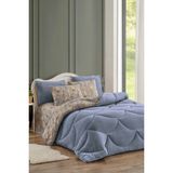 Nanosoft Krona Gri Çiçek Desenli Çift Kişilik Welsoft Uyku Seti 195x215 cm Pamuk Polyester