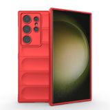 Nanospace Samsung Galaxy S23 Ultra Kılıf Esnek TPU Oyuklu Arka Yüzey Tasarımlı Etnik Silikon Kapak (kırmızı)
