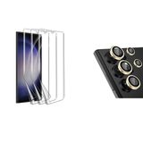 Nanospace Samsung Galaxy S23 Ultra Tam Kapatan Ekran Koruyucu Ve10D Arka Kamera Koruyucu (Gold)