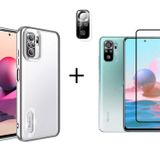 Nanospace Xiaomi Redmi Note 10 Pro Koruma Seti Logo Gösteren Kılıf + ekran koruyucu + Kamera Koruyucu (gümüş)