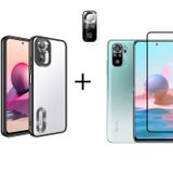 Nanospace Xiaomi Redmi Note 10 Pro Koruma Seti Logo Gösteren Kılıf + ekran koruyucu + Kamera Koruyucu (siyah)