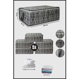 Nanteks 5 Adet Büyük Boy Bazaaltı Hurç Giysi Hurcu Düzenleyici Saklama Çantası 65x45x22 (Zebra-Beyaz)