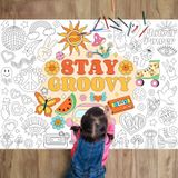Naozinebi Groovy Çocuklar için Boyama Posteri Dev Boyama Posteri Büyük Boho Hippi Boyama Masa Örtüsü Jumbo Boyama Kitapları Çocuklar için Sınıf Ev Doğum Günü Partisi Malzemeleri Favor