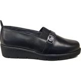 Napa Shoes Kadın Hakiki Deri Sıkıştırılmış Köpük Taban Rahat Ultra Hafif Günlük Dolgu Topuk Ayakkabı NAPA-4000 - Siyah
