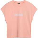 Napapijri S-Box Kadın Kısa Kollu Nefes Alabilen Kumaş T-Shirt Günlük Kullanım için Doğa Yürüyüşü - Pembe