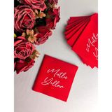 NapkinStore Kırmızı Kumaş Dokulu Kokteyl Peçete Yılbaşı Mutlu Yıllar Baskılı 12'li