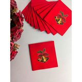 NapkinStore Kumaş Dokulu Çan Desenli Yılbaşı Mutlu Yıllar Peçetesi Kırmızı Kokteyl 12'li
