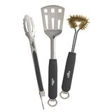 Napoleon 3 Parça Paslanmaz Çelik Barbekü Araç Seti 70024 Sağlam Paslanmaz Çelik Spatula, Maşalar, Pirinç Barbekü Temizleme Fırçası, Isıya Dayanıklı Kollar, Şişe Açacağı, Alet Askısı, Bulaşık