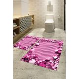 Napoli Home 3D Dijital Baskılı Kaymaz Taban Yıkanabilir Ikili Banyo Takımı Klozet Takımı, N-Klozet-47-Pembe, - Renkli - Paspas