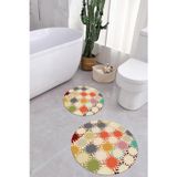Napoli Home Baskılı Yıkanabilir Kaymaz Taban Sade Modern Yuvarlak Banyo Paspası Klozet Takımı