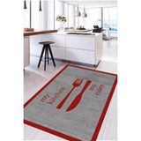 Napoli Home Dijital Baskı Çatal Bıçak Motifli Yıkanabilir Kaymaz Yolluk Salon Mutfak Halısı, Mutfak-69-Kırmızı, - 180 x 280 cm