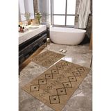 Napoli Home Dijital Baskılı Kaymaz Taban Yıkanabilir 2'li Banyo Paspası Halı Takımı NH-KLZT-SD-275 - Kahverengi - 2’li