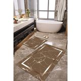 Napoli Home Dijital Baskılı Kaymaz Taban Yıkanabilir 2'li Banyo Paspası Halı Takımı NH-KLZT-SD-580 - Kahverengi - 2’li